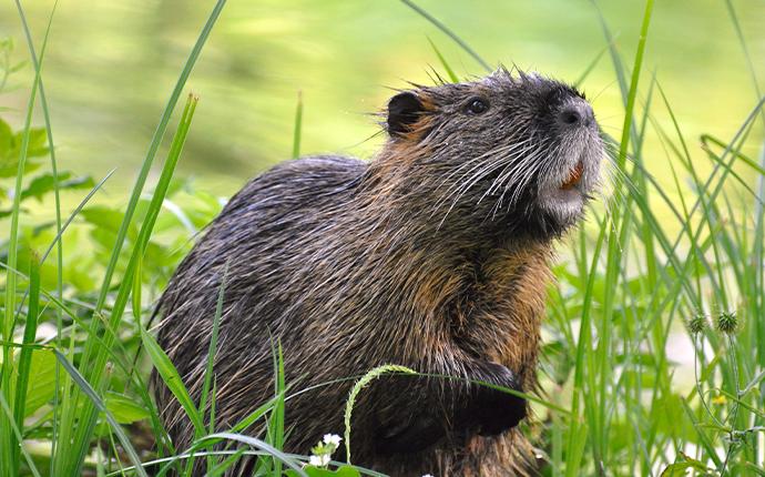 a muskrat in the grass