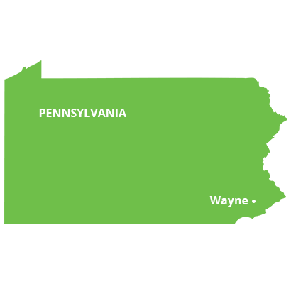 Resolution Pest Services Philly Metro where we service map of pennsylvania featuring wayne
