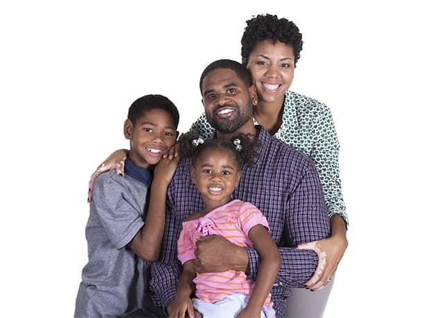 a happy family of four in philadelphia pennsylvania