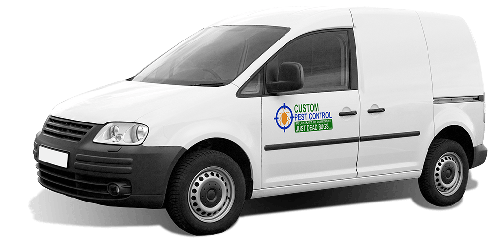 a pest control company service vehicle on a transparent background