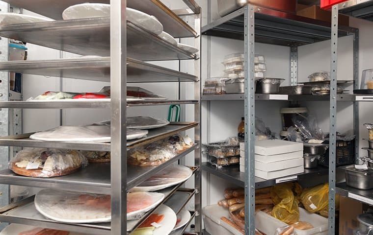food shelves in a commercial kitchen