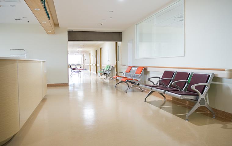 a reception area in a hospital