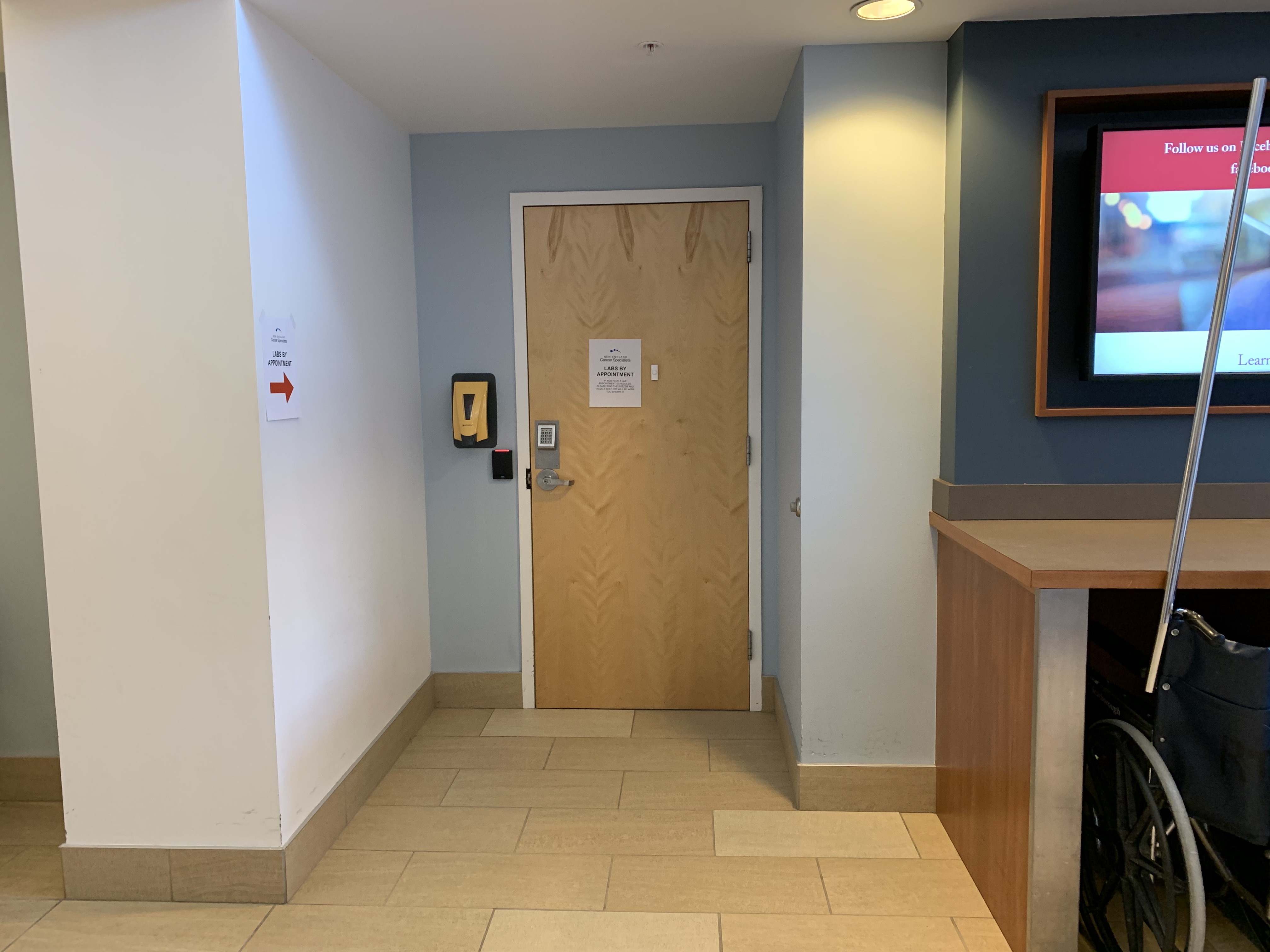 Door to the lab testing office