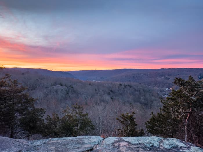 Sunset from Overlook Trail, looking towards the Housatonic River Valley (Credit: Joe Lanier)