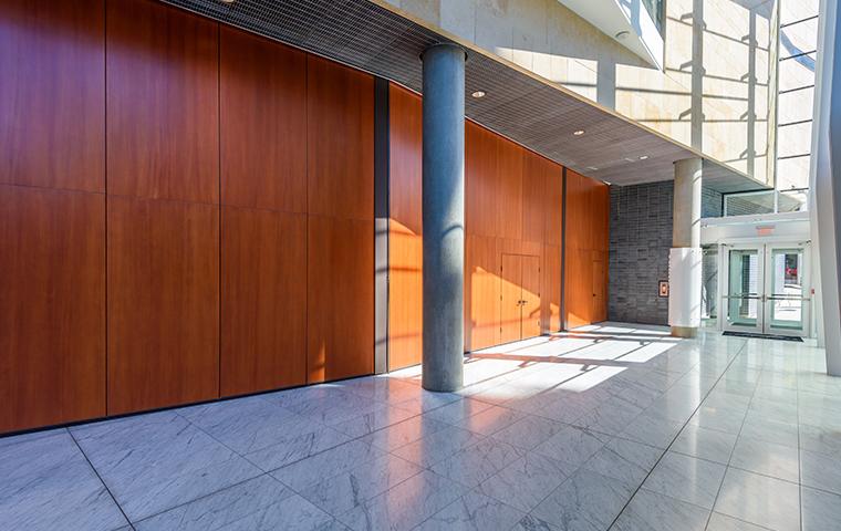 interior of commercial building walkway