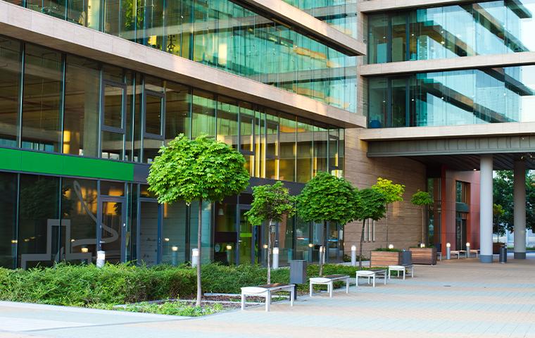 exterior of commercial building courtyard