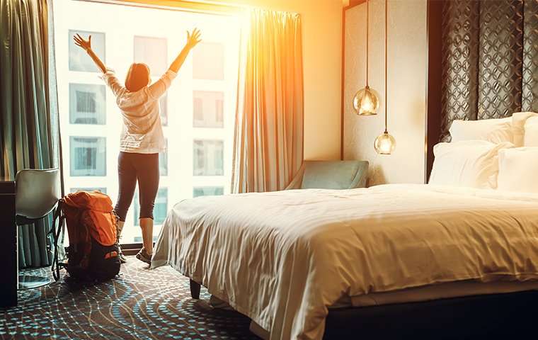 woman in a nice hotel room