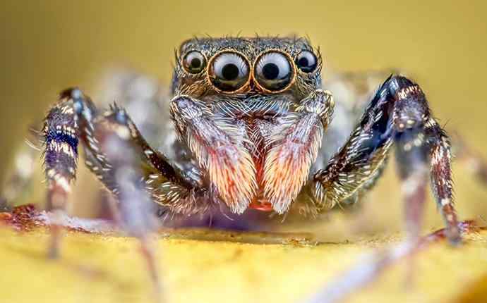 a jumping spider crawling on a leaf in juno beach florida