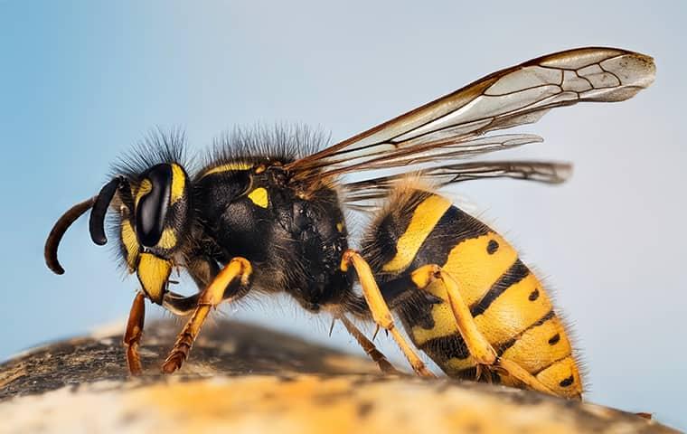 Protect Your Property From Wasps This Spring a black and yellow paper wasp resting n a structure in a memphis yard