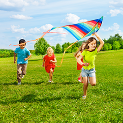 kids flying a kite