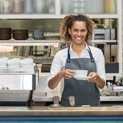 woman serving coffee