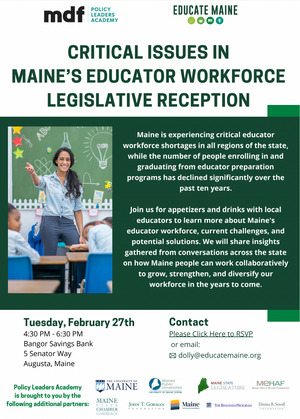 MDF & Educate Maine to host Legislative Reception
