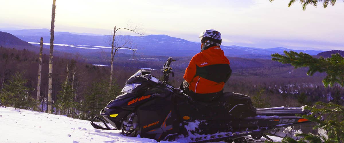 Snowmobiling in Rangeley, Maine