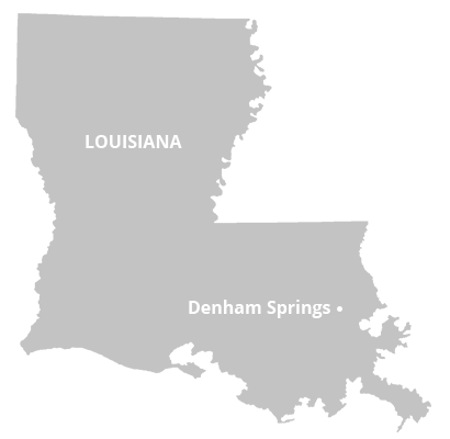 where we service map of louisiana featuring denham springs