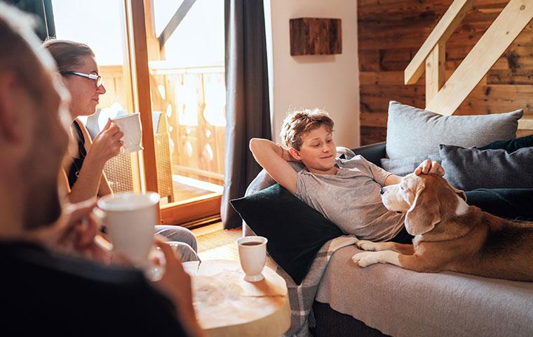 family having morning coffee
