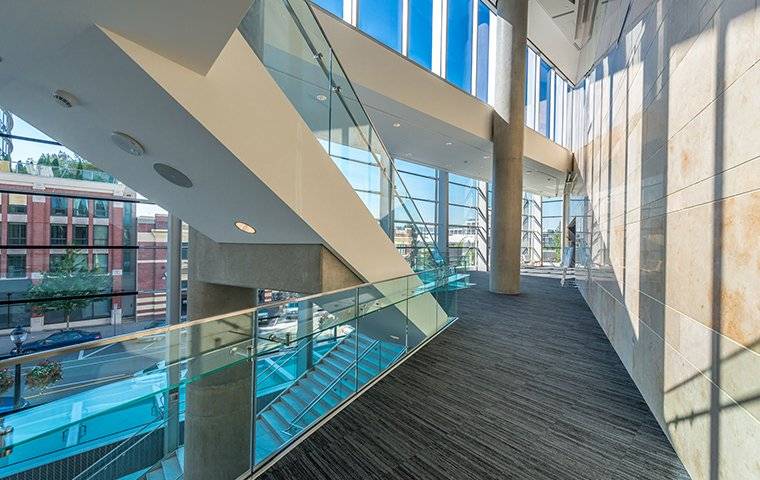 a hallway of a commercial building