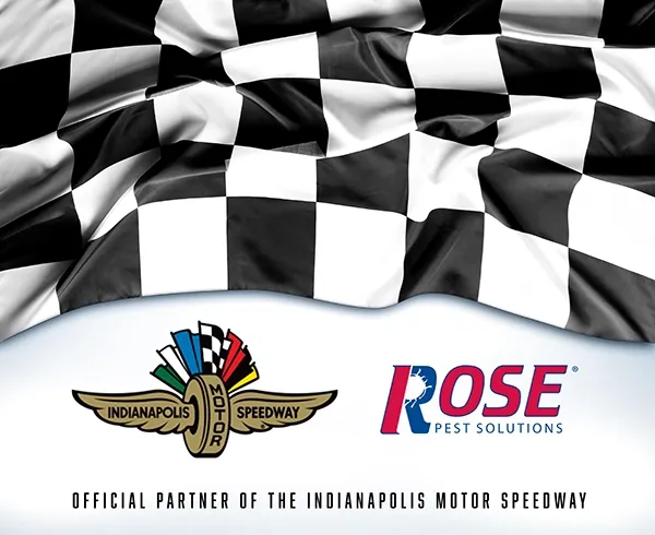 checkered flag with rose logo