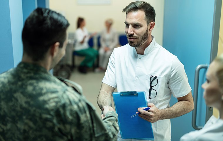 a veteran talking with a doctor