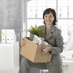 woman getting ready to move her office