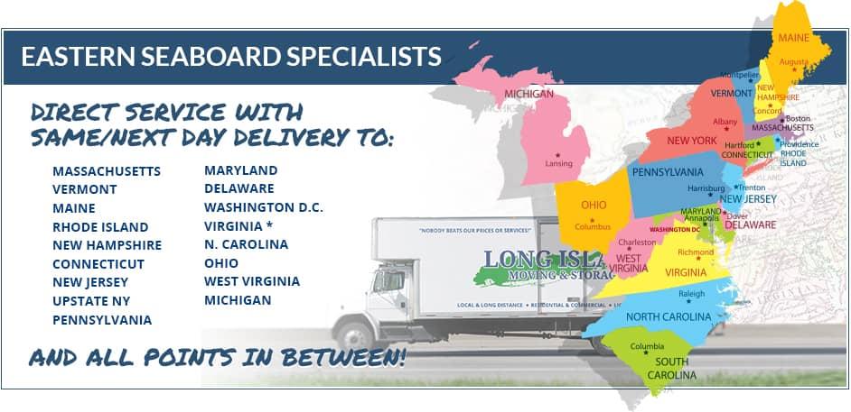 eastern seaboard moving specialists map
