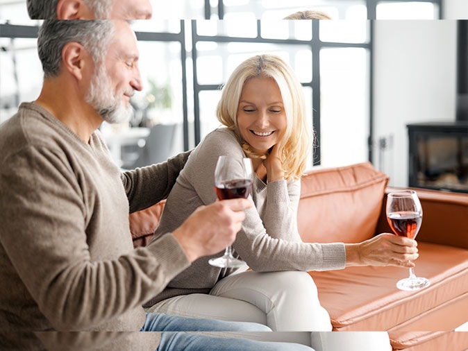 couple having a glass of wine at the end of the day