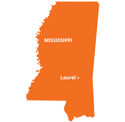 where we service map of mississippi featuring laurel
