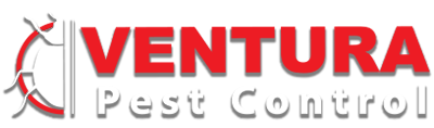 ventura pest control logo white and red