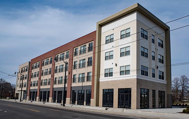 a large brick commercial building