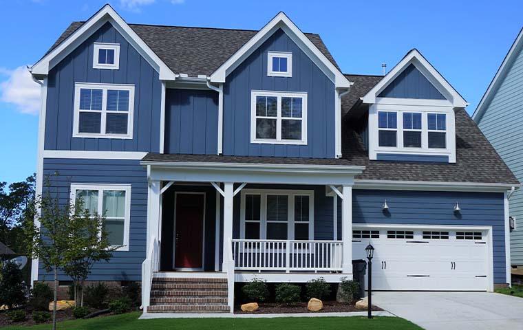 two story blue home