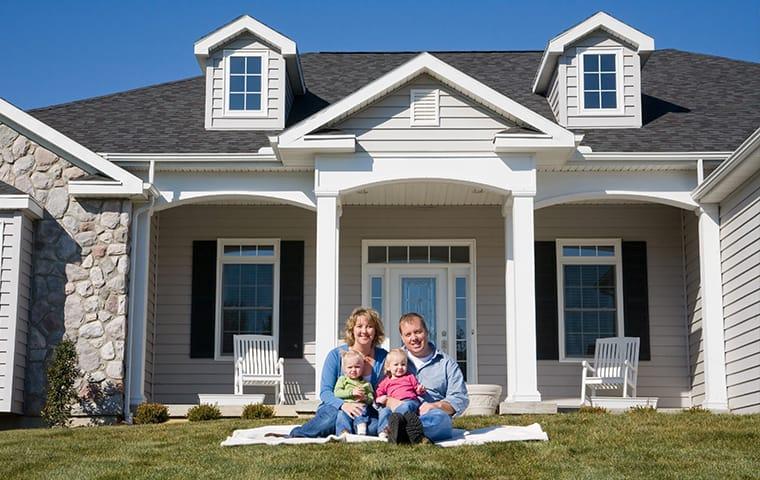 a family sitting outside their home in frisco texas