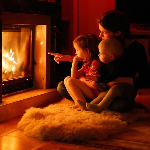 Pest control insulation keeps your house warm and pest free family enjoying a warn evening by the fireplace
