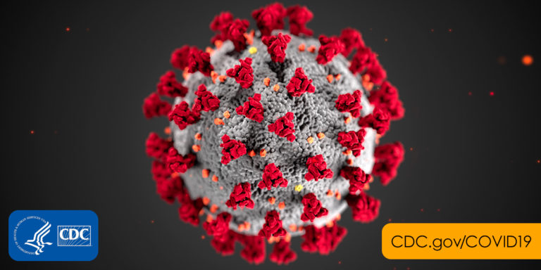 close up view of a coronavirus molecule