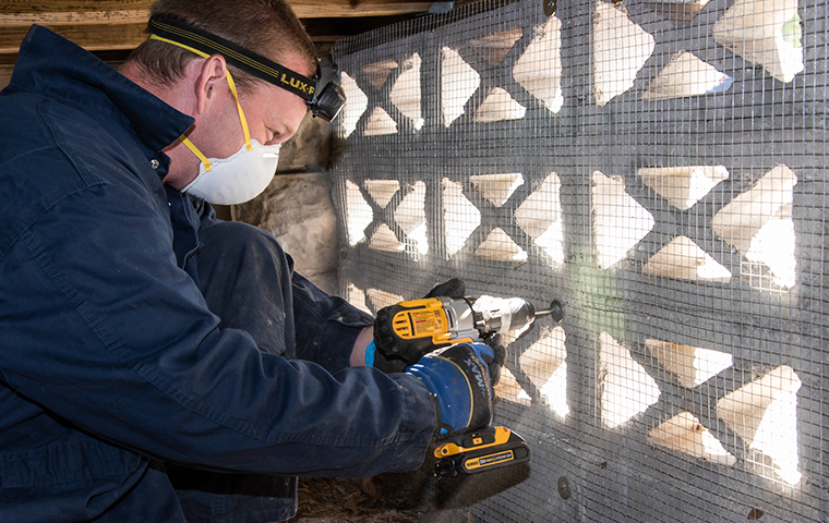 a technician installing an exclusion in jacksonville beach home