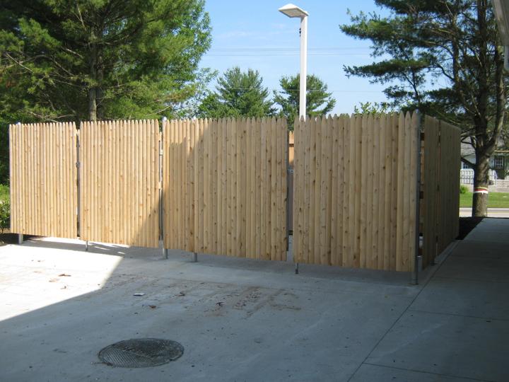 Photo #342, 6' Stockade Double Dumpster Enclosure with Steel Frame
