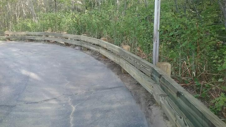 Photo #357, 2-Rail Wood Guardrail with Chamfered Posts