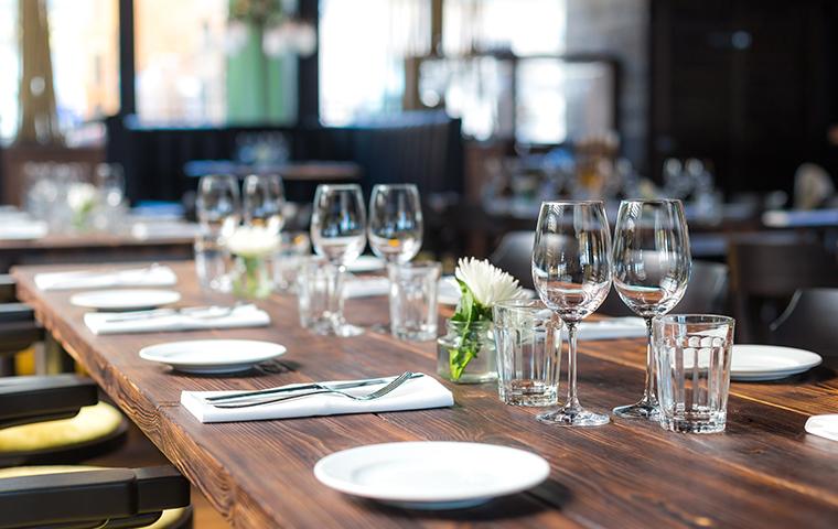 an empty restaurant dining room