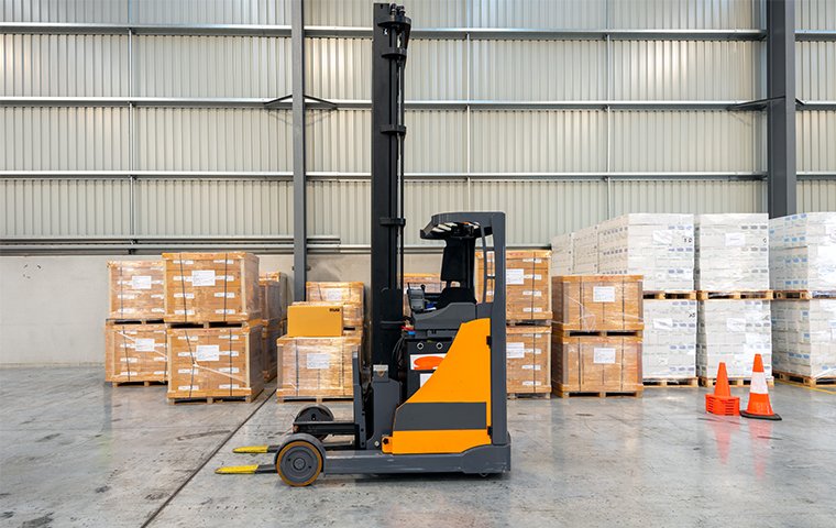 a forklift in a warehouse