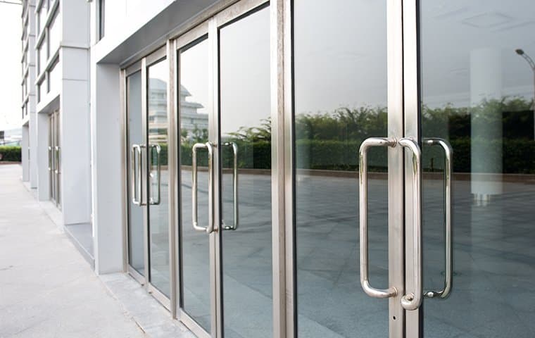glass doors on a commercial building