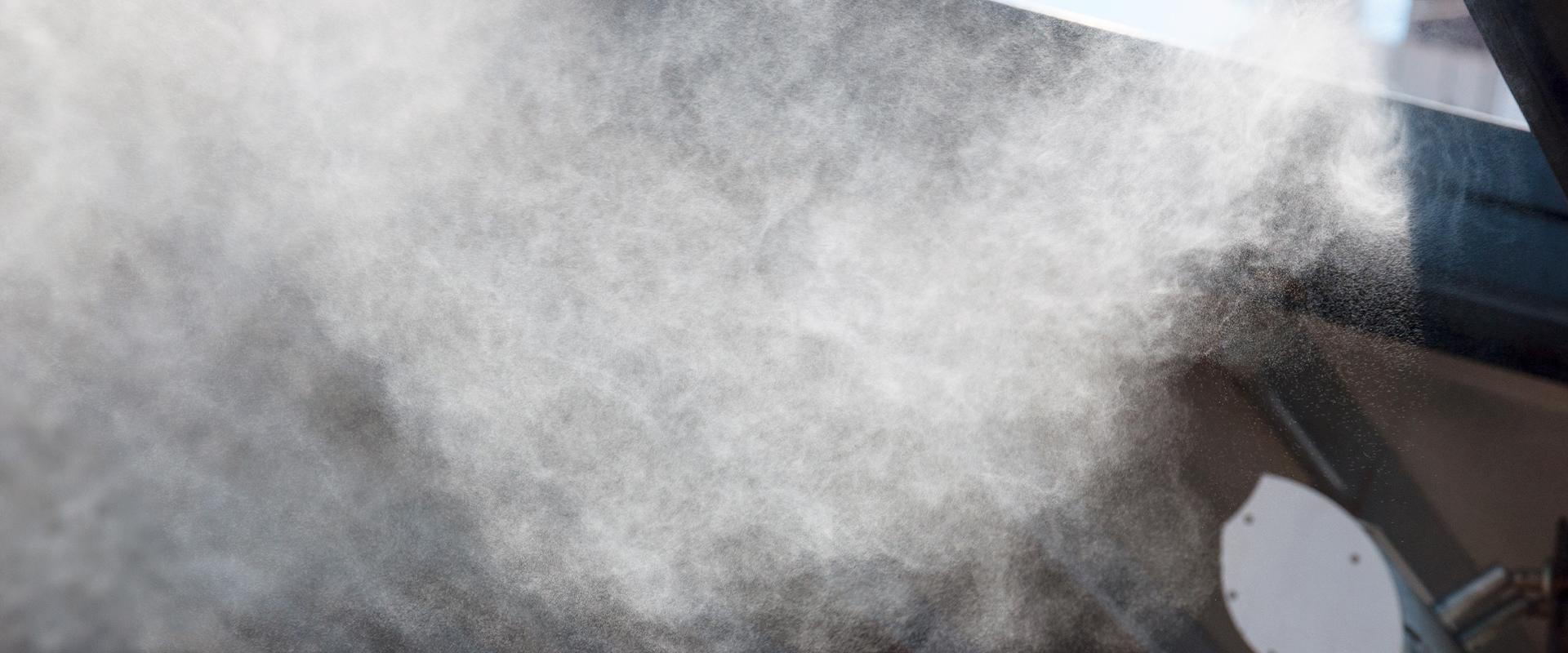 mist by a house