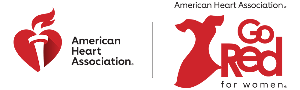 American Heart Association logo and Go Red logo