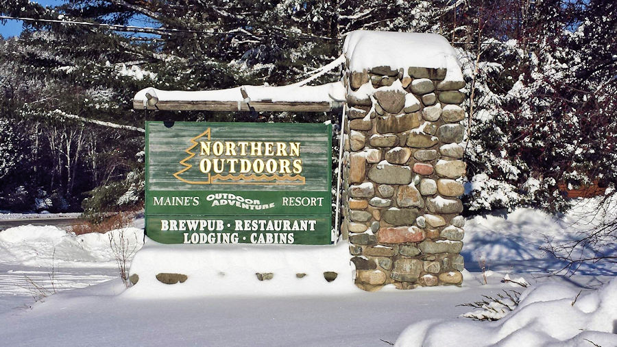 NOrthern Outdoors sign in winter