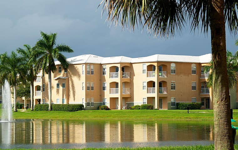 front view of a high end apartment complex in boca raton florida