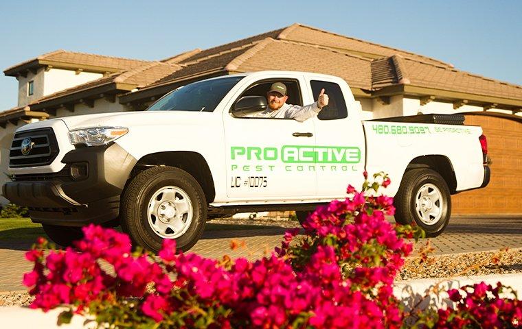 technician in a company truck