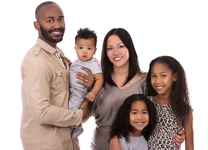 parents and children on a white background