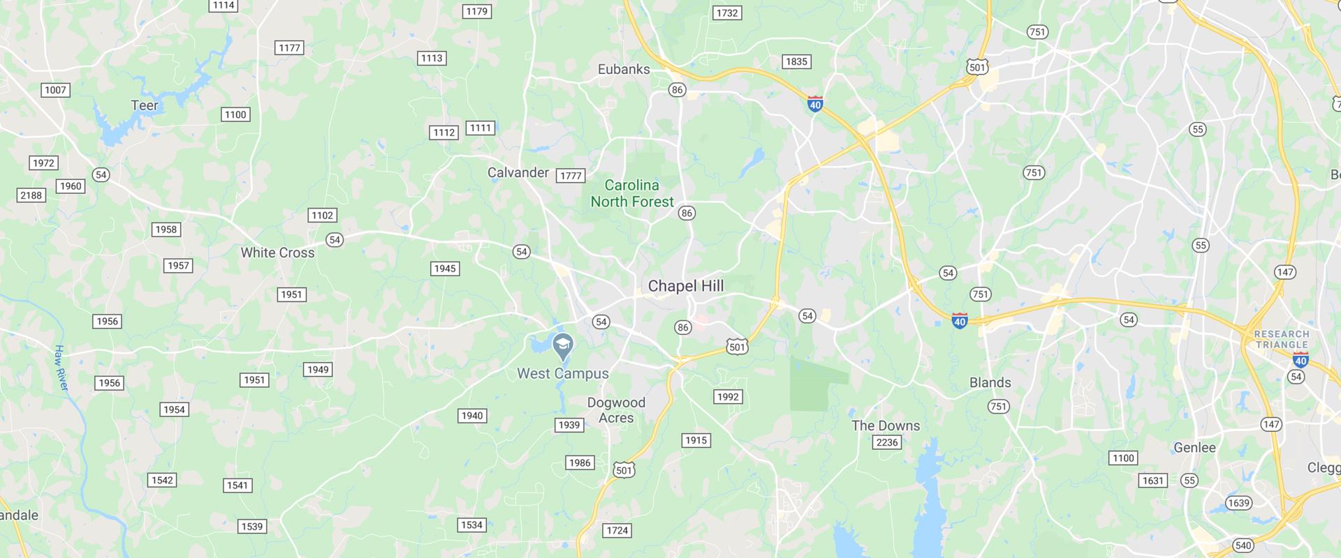 map of chapel hill north carolina