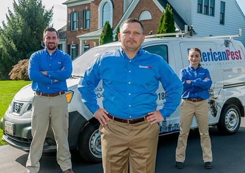 We Are Highly Rated On Angie's List american pest team members in front of a vehicle in hamilton virginia
