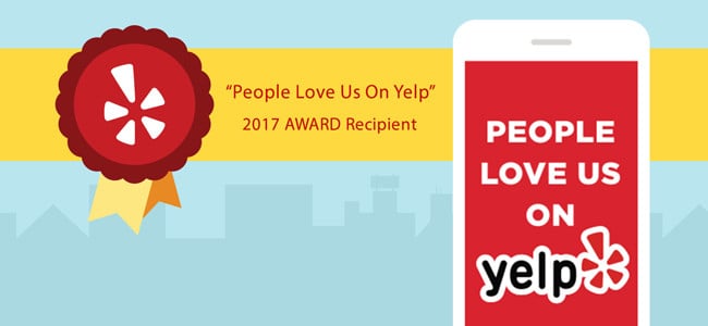 people love us on yelp 2017 award recipient badge graphic american pest