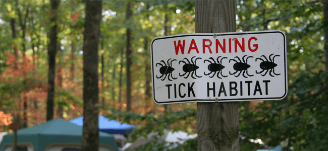 sign warning of tick habitat