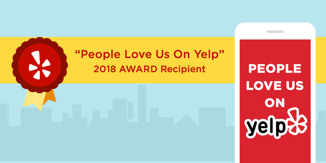 graphic of the people love us on yelp award