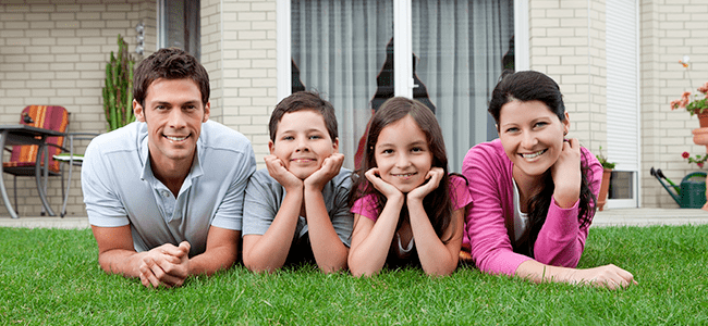 family having fun in their backyard